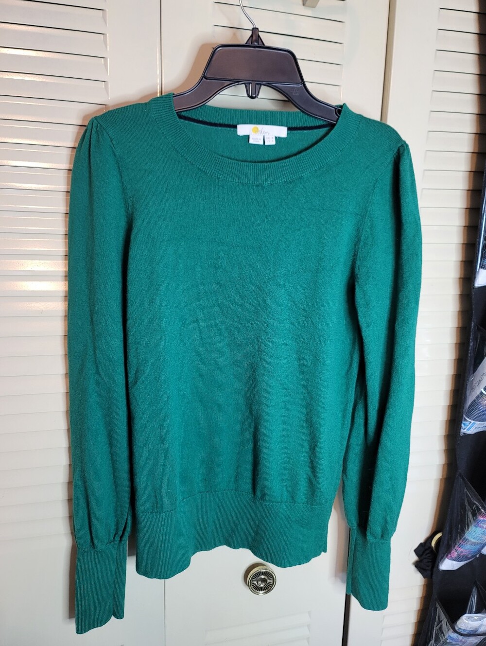 Boden Women's Crew Neck Sweater Green Wool/Cotton, Size 4